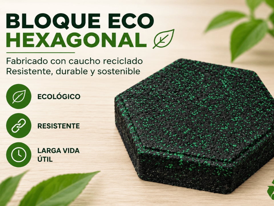 Adoquín de caucho reciclado tipo bloque multiusos